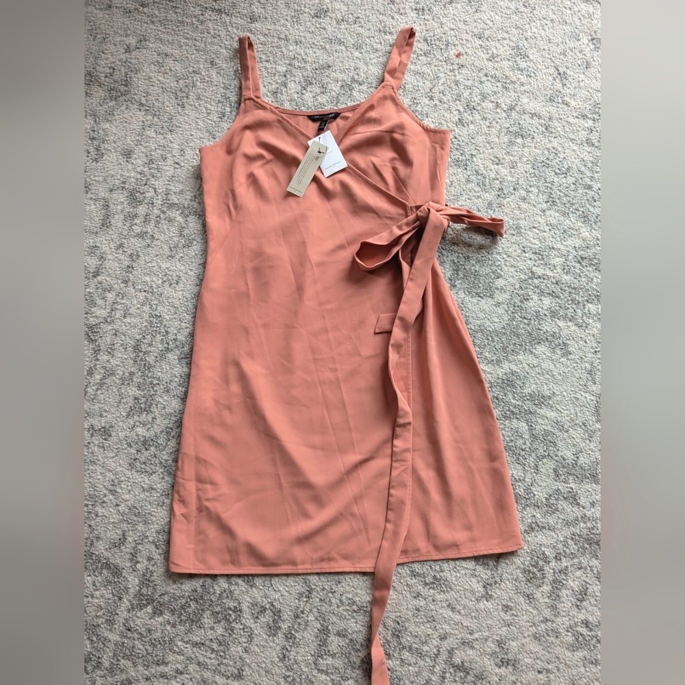 NWT Banana Republic coral pink wrap dress women's 8p petite size 8 straps